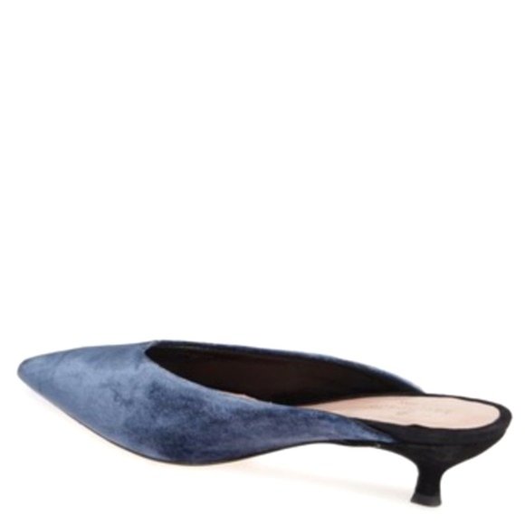Kate Spade New York Donya Pointed Toe Kitten Heeled Blue Velvet Mules Size: 8 - Picture 2 of 9